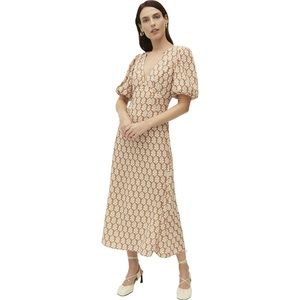 NWT RHODE Irina Dress | Floral Stamp Camel